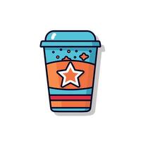 Colorful design of a beverage cup featuring a star and playful patterns suitable for branding or packaging vector
