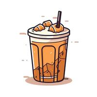 Refreshing iced drink with cream and ice cubes presented in a fun design style vector