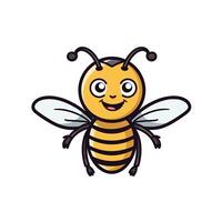 Cute cartoon bee flying with joyful expression in bright, colorful design vector