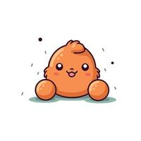 Cute orange cartoon character with round shapes and cheerful expression sitting on light background vector