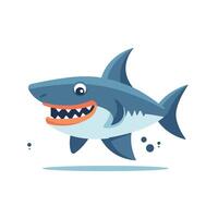 Cartoon shark swimming joyfully in the ocean with a playful expression and vibrant colors vector