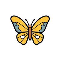 Colorful yellow butterfly with intricate wing patterns resting on a flower vector