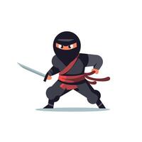 Ninja preparing for action with sword ready vector