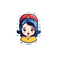 Charming cartoon character with black bob and red bow vector