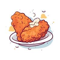 Enjoying crispy chicken with butter on a plate vector