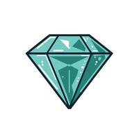 Bright turquoise diamond with sharp facets and gleam vector
