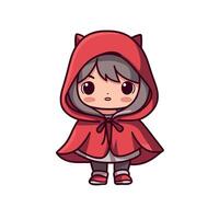 Charming character in a whimsical red hooded cloak vector