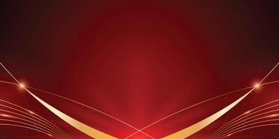 Abstract red luxury with gold and lighting effect background. vector