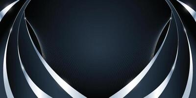 Luxury dark abstract with curve silver elegant background. vector