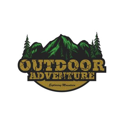 Mountain outdoor adventure logo badge in vintage style, mountain logo design template