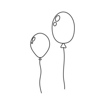 Two simple balloons on string in a minimalistic black and white design vector
