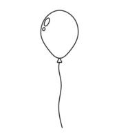 Simple outline of a balloon floating vertically on a string in a minimalist style vector