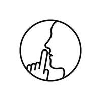 do not disturb icon, please do quiet, pssst or shhh gesture lips, silence or secret, keep shut mouth, line symbol on white background - editable stroke vector