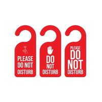 Do Not Disturb Sign. Hotel Door Hanger Tags. Messages please do not disturb. Design in trendy red colors. Flat illustration vector