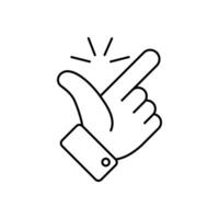 easy icon, finger snapping line sign - editable stroke illustration eps10 vector