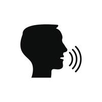 Speak icon, talk or talking person sign, speech icon for interview, interact and talks controls, man with open mouth vector