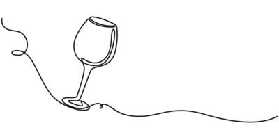 Wine Glasses Continuous One Line Drawing Abstract Minimal Black Line Art Drawing Of Champagne Glasses vector