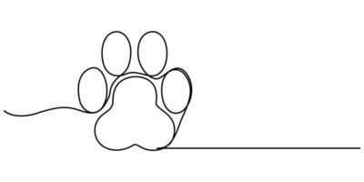 Continuous One Line Drawing of Paw Print Icon Hand Drawn Symbol Illustration vector
