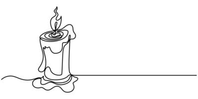 Candle continuous one line drawing of isolated outline simple icon vector