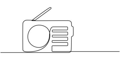 Portable radio player tape recorder one line art continuous line drawing of receiver vector