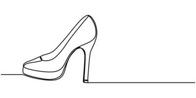 High Heel Sandals Single Continuous One Line Drawing with Editable Stroke vector