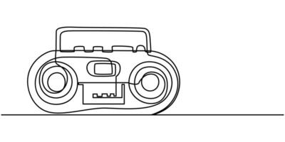Continuous one Line Drawing of a Vintage Radio Retro Art Isolated on White Background vector