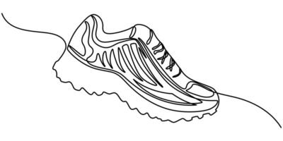 Shoe single continuous line drawing sports shoes drawn in a one line art style sneakers isolated on white background minimalistic hand drawn vector