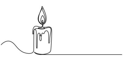 burning candles continuous single one line drawing candle icon illustration vector