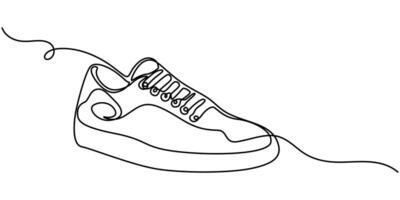 Continuous one line drawing of trendy shoe simple shoes sneaker line art illustration Editable vector