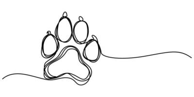 continuous one line drawing representing a paw print perfect for animal lovers and minimalist design enthusiasts vector