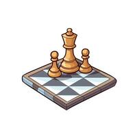 Conceptual design featuring a chess king and pawns on a chessboard during an ongoing match vector