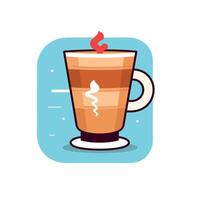 Hot beverage in stylized art design featuring a steaming cup against a turquoise background vector
