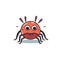 Cartoon spider with a cheerful expression and oversized eyes in a playful design vector