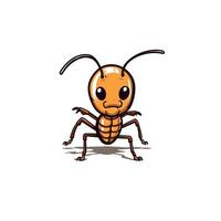 Cartoon ant character with a round body and expressive face standing on a flat surface vector