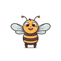 Cute cartoon bee with a cheerful expression and vibrant colors in a playful design vector