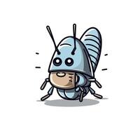 Cartoon insect character with a cute expression in a simple cartoon style vector