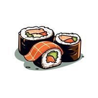 Sushi rolls with fresh ingredients displayed on a clean background vector