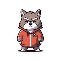 Cartoon character in red jacket, looking determined vector