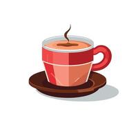 art of a red cup of coffee on a brown saucer with steam rising, perfect for adding warmth to any design project vector