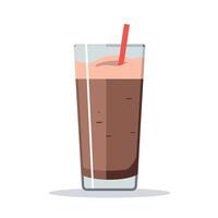 Deliciously crafted chocolate milkshake in a tall glass with a straw vector