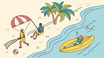 People activity relaxing on the beach vector