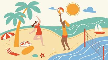 Relaxing on the beach doing Sport Activity vector
