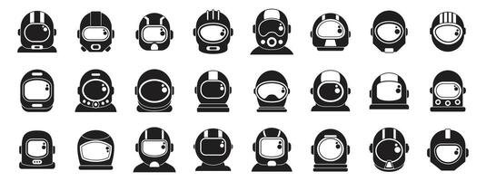 Cosmonaut helmet icons set. Set of astronaut helmets representing space exploration and future technology vector