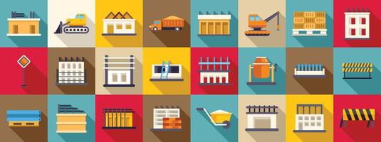 Unfinished house construction icons set. Construction icons set representing building process and development vector