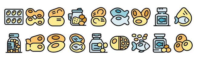 Different forms of fish oil supplements providing essential nutrients for health benefits vector