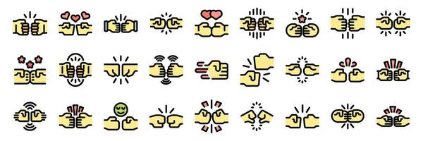 Fist bump icons showing teamwork, collaboration, and connection vector