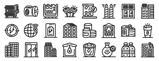 Blackout icons set. Blackout icons showing power outage, energy saving, and emergency preparedness vector