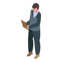 Office worker holding clipboard, checking notes, managing tasks vector