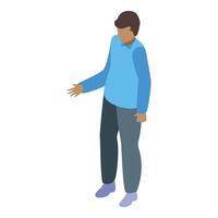 Young man showing something with isometric character design vector