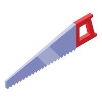 Hand saw with red handle for carpentry and construction projects vector